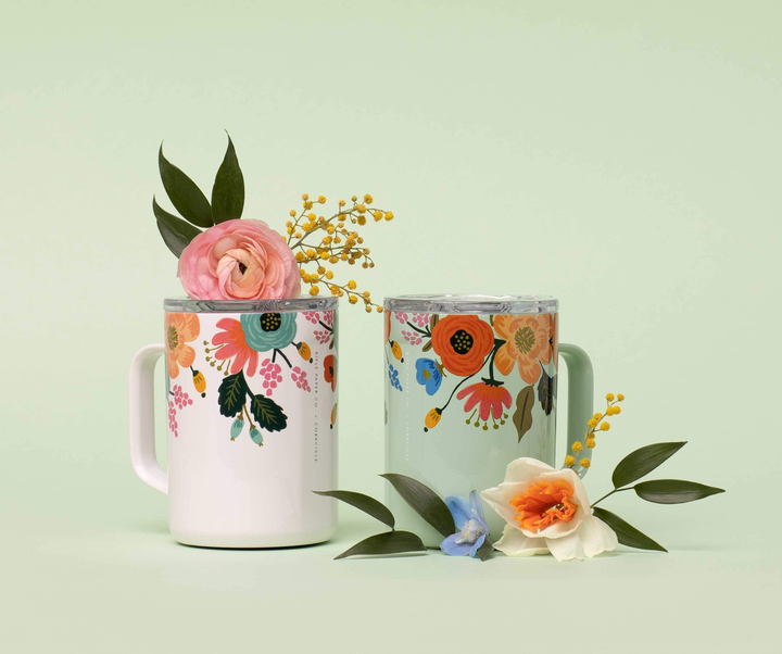 Mint Lively Floral Mug 16oz - Kingfisher Road - Online Boutique