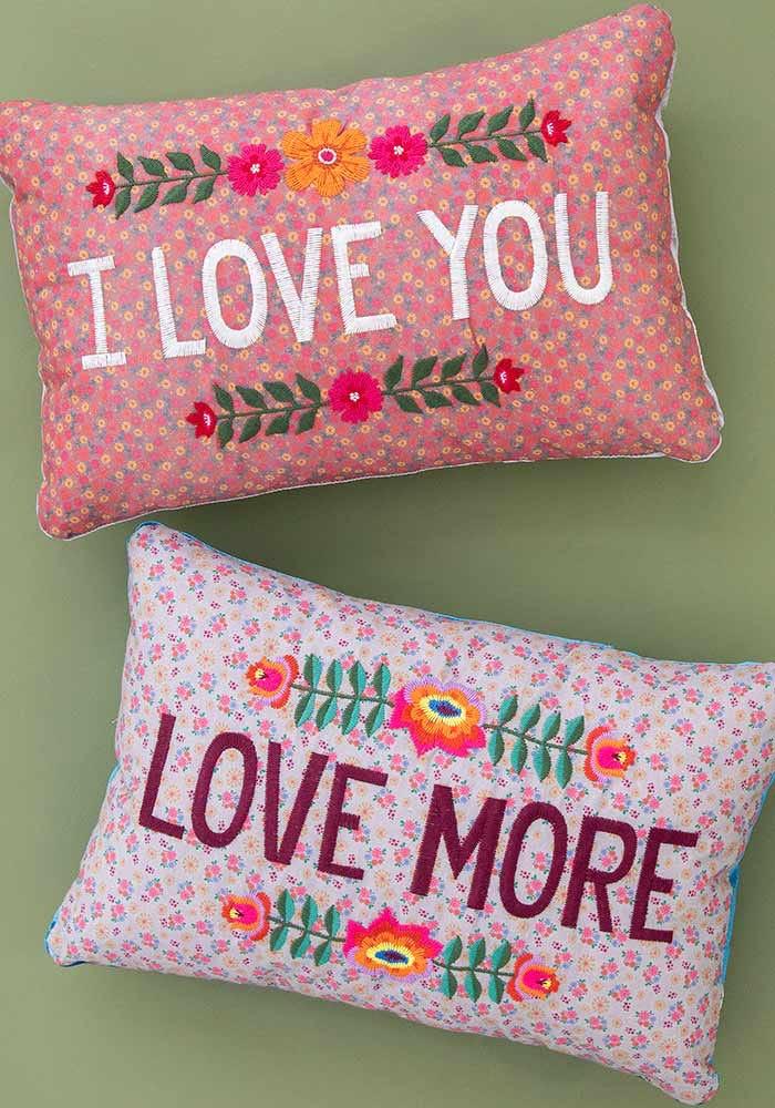 I Love You Embroidered Throw Pillow - Kingfisher Road - Online Boutique