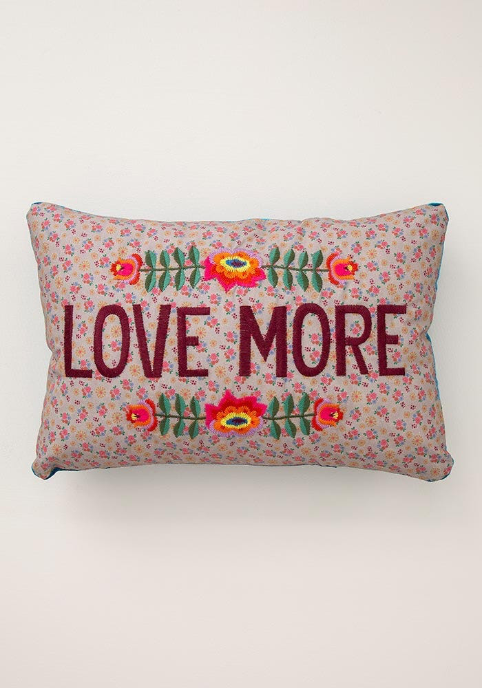 Love More Embroidered Throw Pillow - Kingfisher Road - Online Boutique