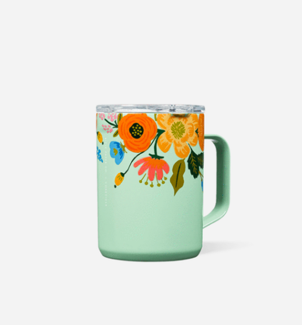 Mint Lively Floral Mug 16oz - Kingfisher Road - Online Boutique