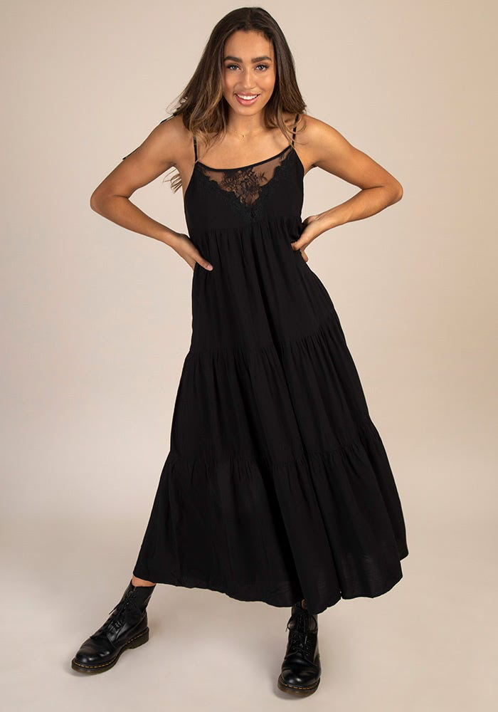 Megan Maxi Dress in Black - Kingfisher Road - Online Boutique