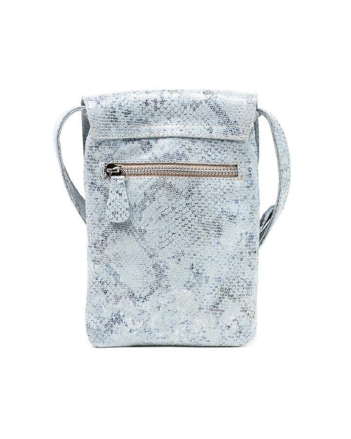 Penny Phone Bag: White Blue Metallic - Kingfisher Road - Online Boutique