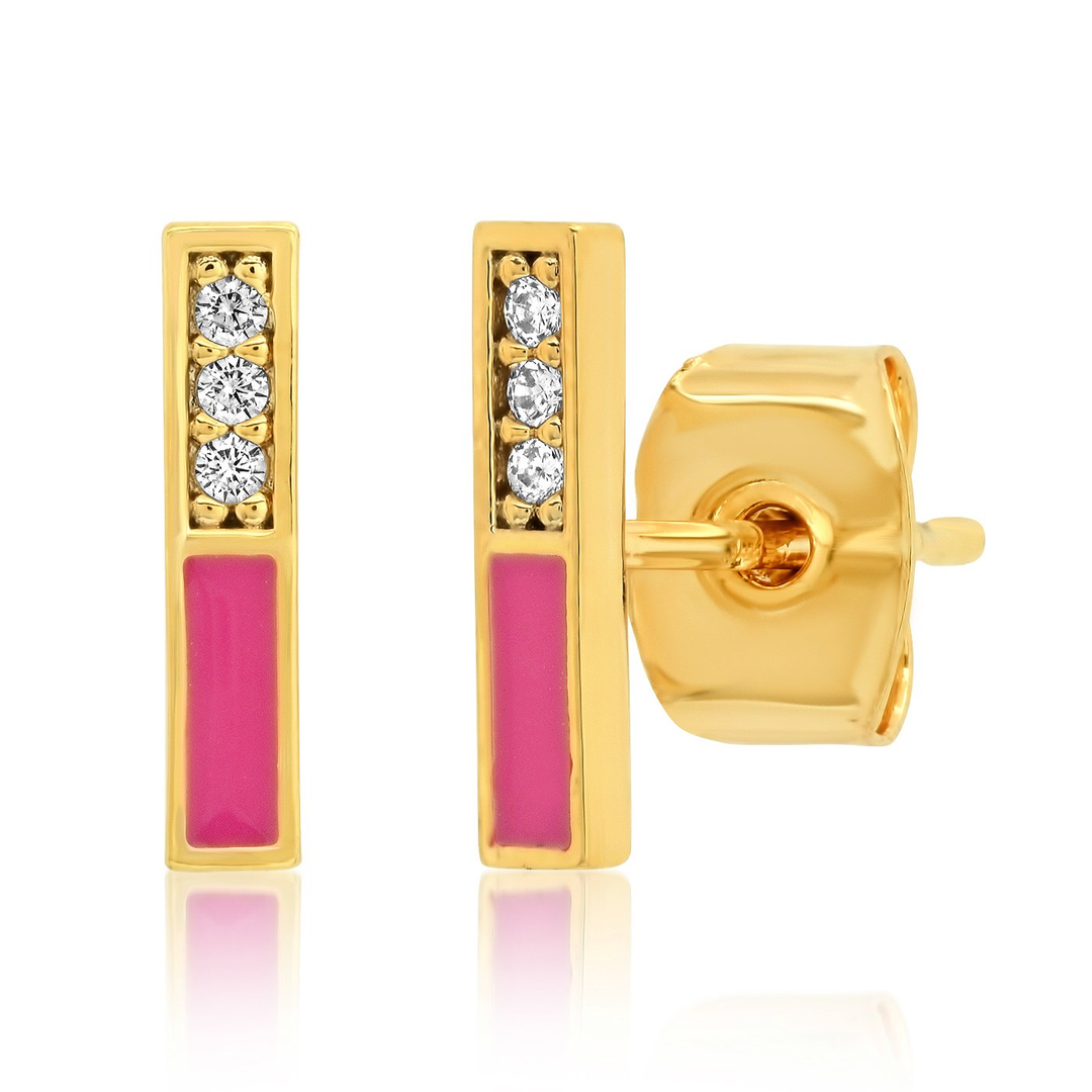 Stick Enamel Studs with CZ Accents - Kingfisher Road - Online Boutique
