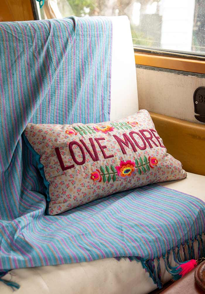 Love More Embroidered Throw Pillow - Kingfisher Road - Online Boutique