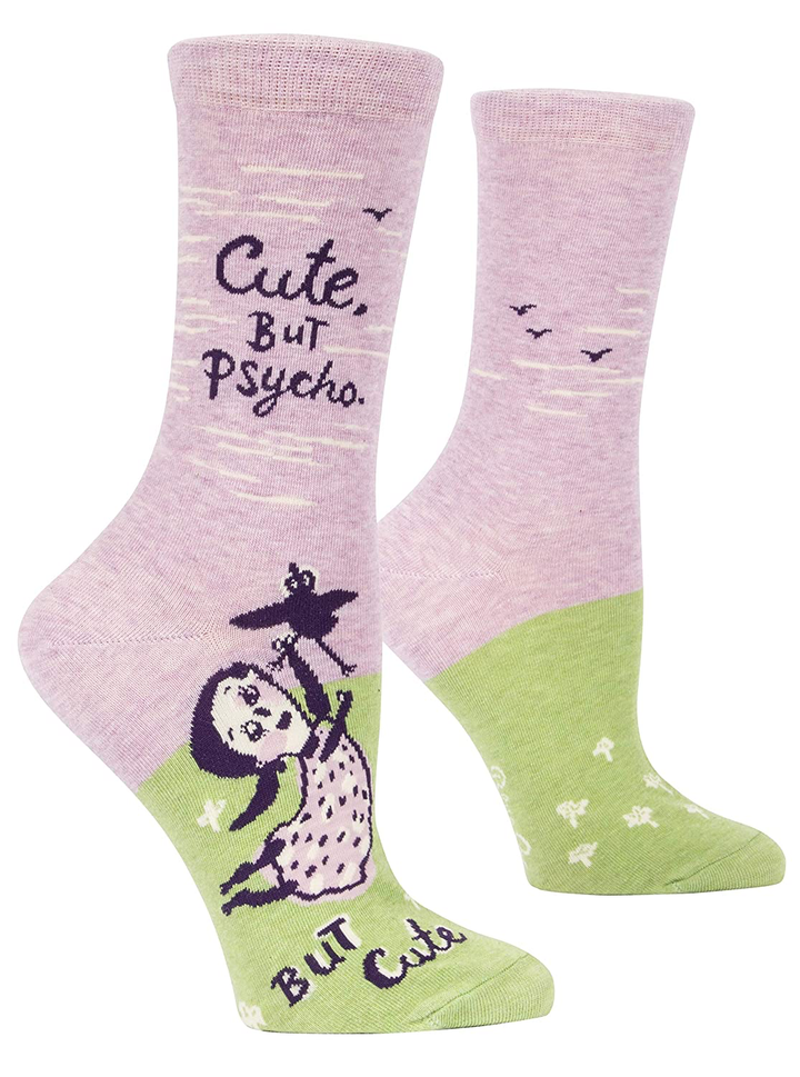 Crazy. But Psycho Women's Crew Socks - Kingfisher Road - Online Boutique