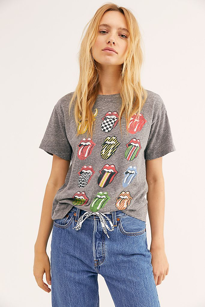 Rolling Stones 12 Tongues Tee - Heather Grey - Kingfisher Road - Online Boutique