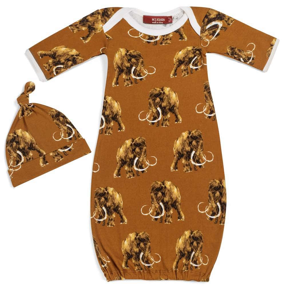 Woolly Mammoth Gown + Hat Set (0-3M) - Kingfisher Road - Online Boutique