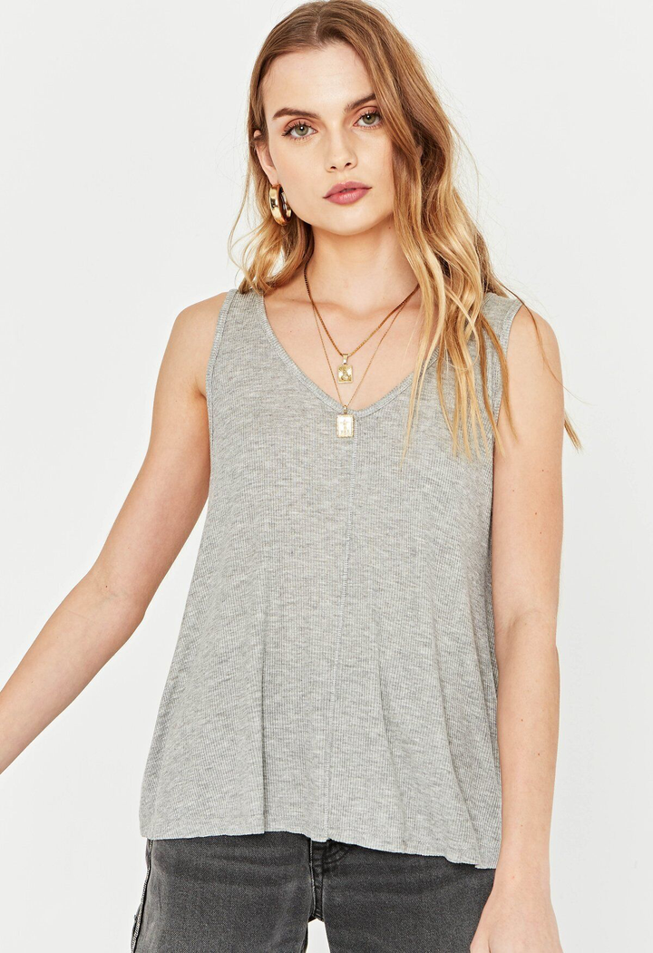 If You Ever Rib Tank - Heather Grey - Kingfisher Road - Online Boutique