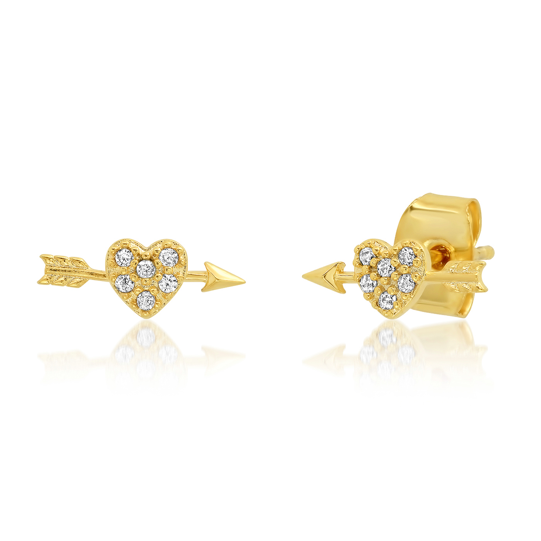 Pave Heart and Arrow Studs - Kingfisher Road - Online Boutique