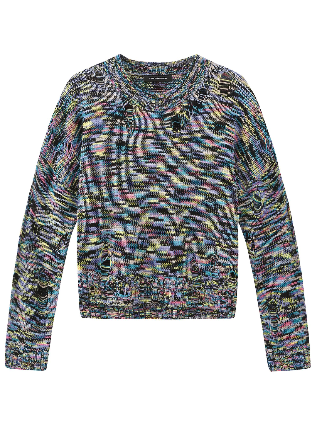 Distressed Pullover - Black Multi - Kingfisher Road - Online Boutique