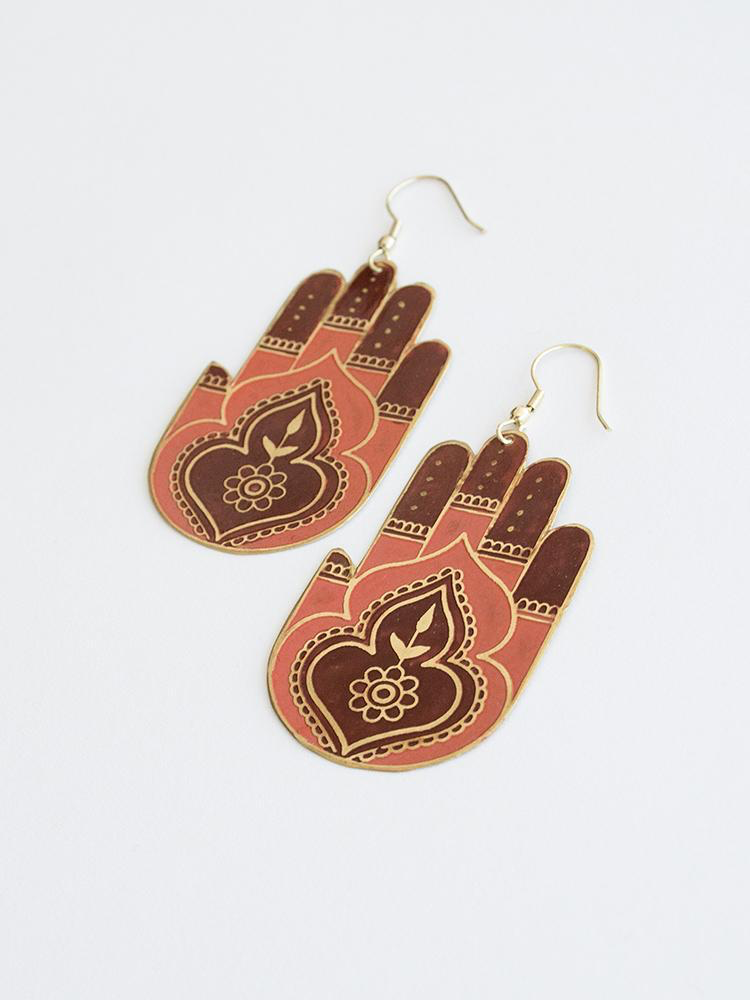 Peaceful Greetings Earrings Coral - Kingfisher Road - Online Boutique