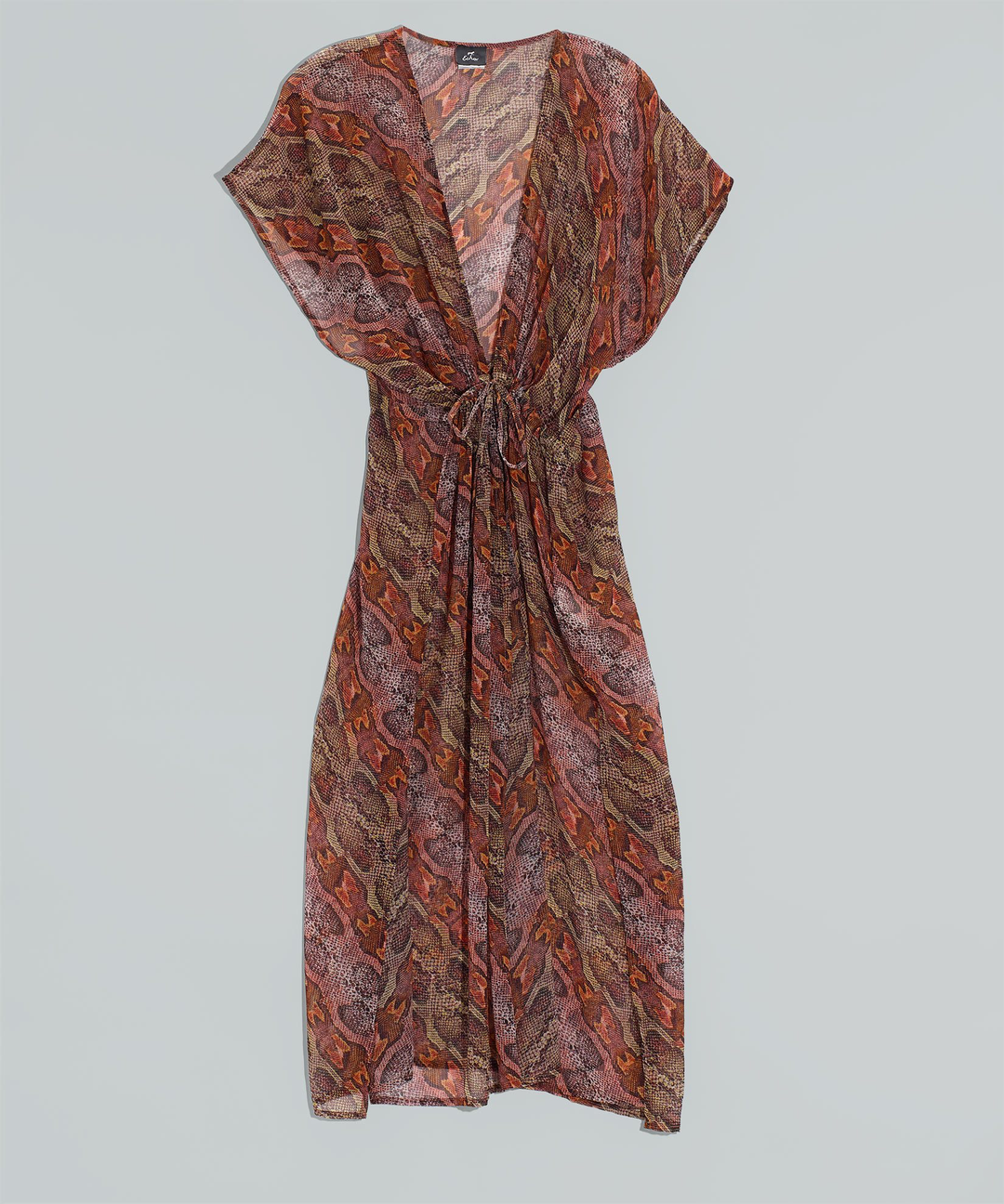 Brown Python Open Front Caftan - Kingfisher Road - Online Boutique