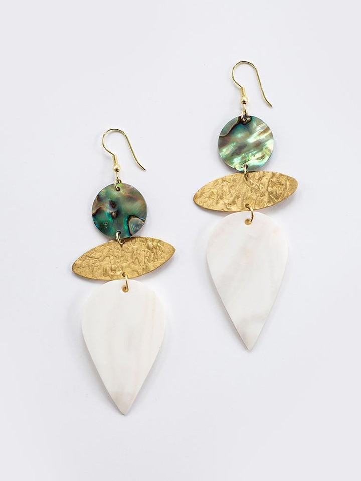 Mykonos Earrings Shell - Kingfisher Road - Online Boutique