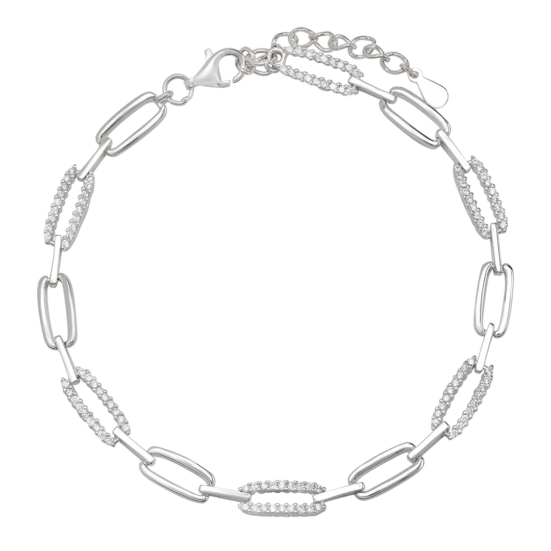 Pave Link Oval Chain Link Bracelet - Kingfisher Road - Online Boutique