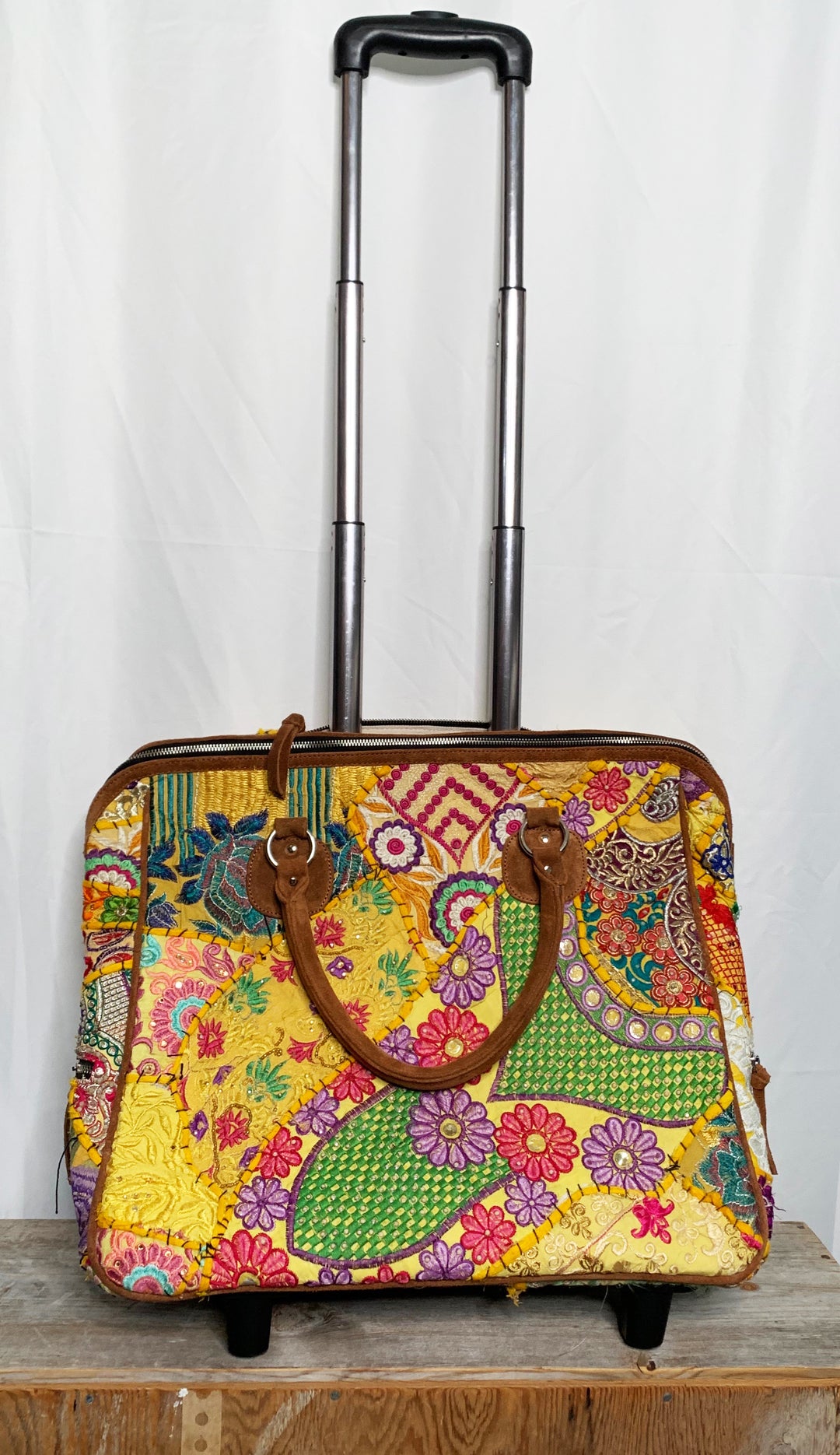 YELLOW FLORAL ROLLING CARRY-ALL - Kingfisher Road - Online Boutique